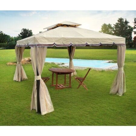 Gazebo da giardino quadrato 3x3 mt con tende e zanzariera