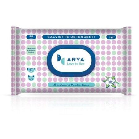 Arya Salviette Detergenti Cane Gatto Muschio Bianco 40pz