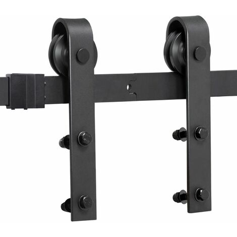 Yaheetech Binario per Porta Anta Scorrevole 8 FT/244 cm Kit Guida Ferramenta Anta Scorrevole in Legno da Parete Interno e Esterno
