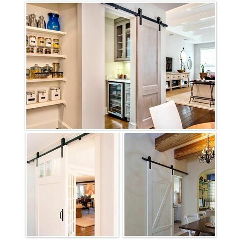Yaheetech Binario per Porta Anta Scorrevole 8 FT/244 cm Kit Guida Ferramenta Anta Scorrevole in Legno da Parete Interno e Esterno