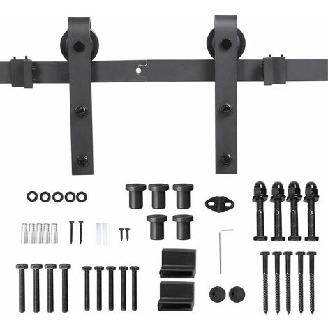 Yaheetech Binario per Porta Anta Scorrevole 8 FT/244 cm Kit Guida Ferramenta Anta Scorrevole in Legno da Parete Interno e Esterno