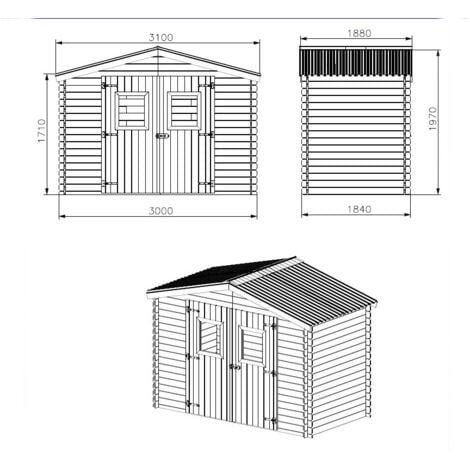 Casetta foresta mod. alpina in legno massello ad incastro 20 mm 300x185 senza pavimento - Foresta