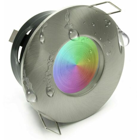 Faretto Led da incasso per bagno box doccia lampada RGBW 5W GU10 cromoterapia con telecomando