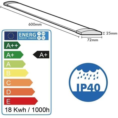 Listello LED extra piatto LINE 16W IP40 1800Lm 60cm  Température de Couleur: Bianco neutro 4000K