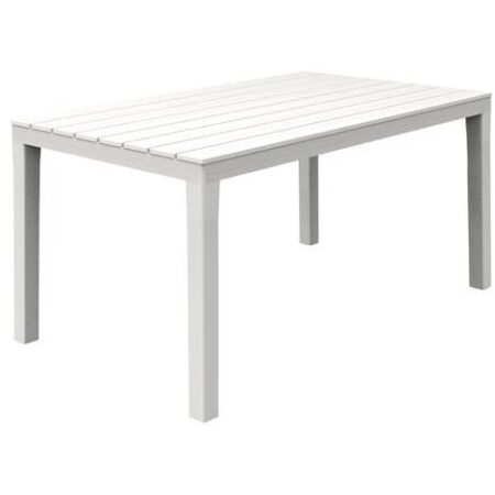 TAVOLO RETTANGOLARE DA ESTERNO IN RESINA CON DOGHE EFFETTO LEGNO BIANCO (32494)