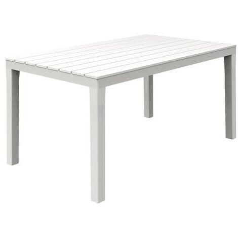 TAVOLO RETTANGOLARE DA ESTERNO IN RESINA CON DOGHE EFFETTO LEGNO BIANCO (32494)