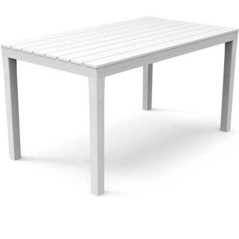 TAVOLO RETTANGOLARE DA ESTERNO IN RESINA CON DOGHE EFFETTO LEGNO BIANCO (32494)