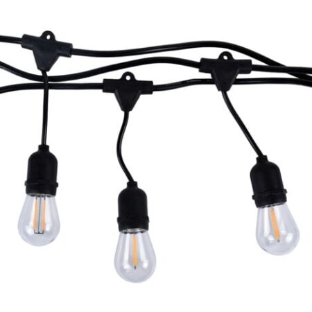 Catenaria Stringa Luminosa da Esterno E27 – 10 Portalampada, 10 Metri, Collegabile fino a 100m, IP54