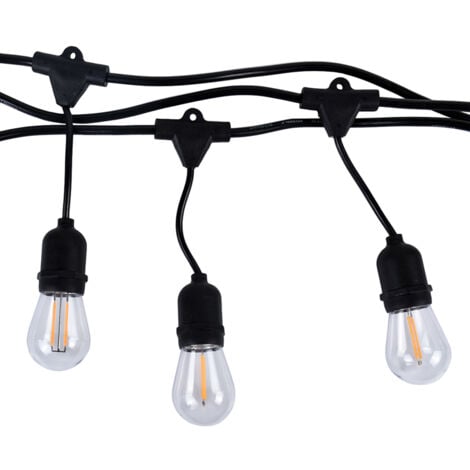 Catenaria Stringa Luminosa da Esterno E27 – 10 Portalampada, 10 Metri, Collegabile fino a 100m, IP54