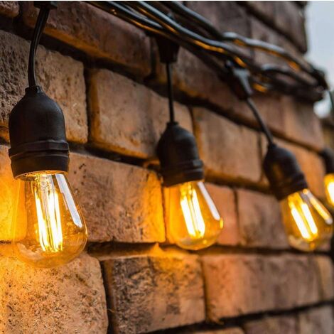 Catenaria Stringa Luminosa da Esterno E27 – 10 Portalampada, 10 Metri, Collegabile fino a 100m, IP54