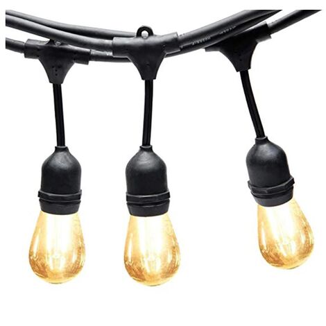 Catenaria Stringa Luminosa da Esterno E27 – 10 Portalampada, 10 Metri, Collegabile fino a 100m, IP54