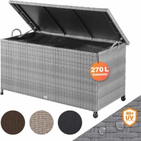 CASARIA® Baule da Giardino XXL con rotelle 270L Impermeabile Resistente ai Raggi UV 122x56x62cm Cassa per Cuscini da Esterno