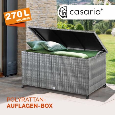 CASARIA® Baule da Giardino XXL con rotelle 270L Impermeabile Resistente ai Raggi UV 122x56x62cm Cassa per Cuscini da Esterno