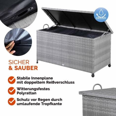 CASARIA® Baule da Giardino XXL con rotelle 270L Impermeabile Resistente ai Raggi UV 122x56x62cm Cassa per Cuscini da Esterno