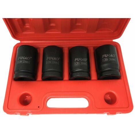 Kit 4 Bussole Ad Impatto Per Avvitatore Pneumatico Da 1  Boccole 32 33 34 36 Mm