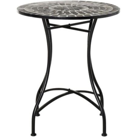 Outsunny Tavolino da Giardino ed Esterno in Metallo e Ceramica Nero