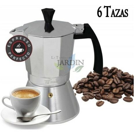 Caffettiera Italiana in Acciaio Inox da 6 Tazze. Compatibile con tutte le fonti di calore tranne induzione.