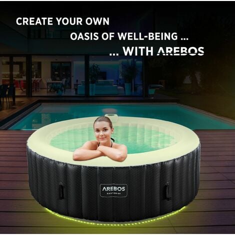 AREBOS Vasca Idromassaggio Gonfiabile Whirlpool Piscina Rotondo Con LED вЊЂ 208 cm