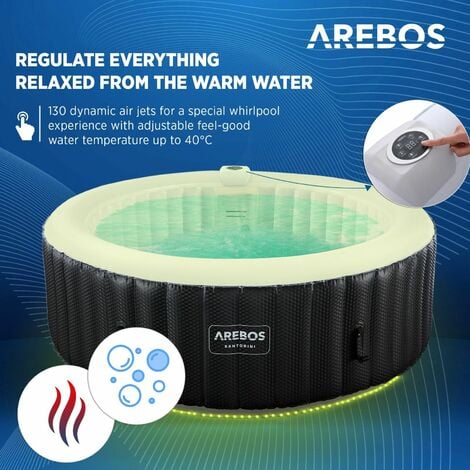 AREBOS Vasca Idromassaggio Gonfiabile Whirlpool Piscina Rotondo Con LED вЊЂ 208 cm