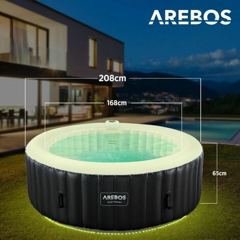AREBOS Vasca Idromassaggio Gonfiabile Whirlpool Piscina Rotondo Con LED вЊЂ 208 cm