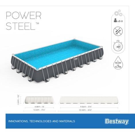 Bestway Piscina Fuori Terra Power Steel - Rettangolare - 956x488 cm
