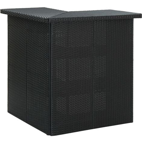 Set Bar da Giardino 8 pz con Cuscini in Polyrattan Nero vidaXL
