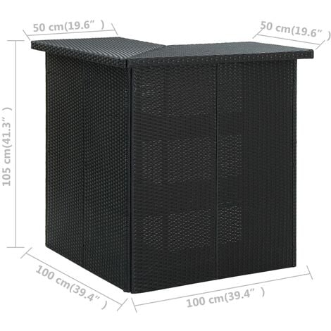 Set Bar da Giardino 8 pz con Cuscini in Polyrattan Nero vidaXL