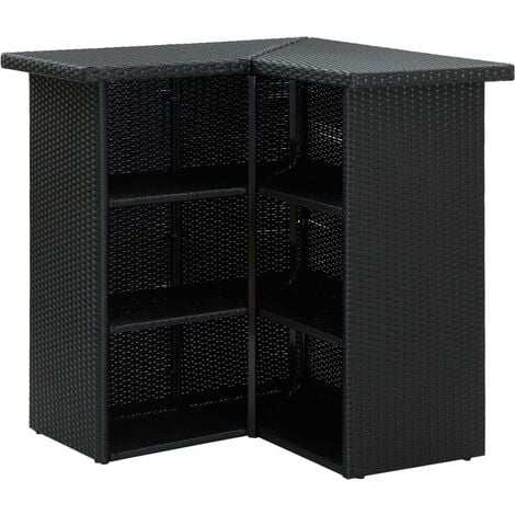 Set Bar da Giardino 8 pz con Cuscini in Polyrattan Nero vidaXL
