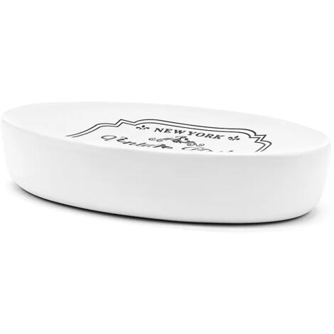 Portasaponetta in ceramica bianca con stampe a contrasto nere vintage