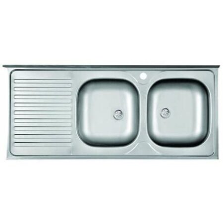 Lavello Cucina in Acciaio Satinato con Doppia Vasca e Gocciolatoio - 120x50 cm