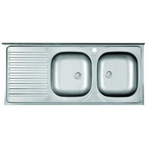 Lavello Cucina in Acciaio Satinato con Doppia Vasca e Gocciolatoio - 120x50 cm
