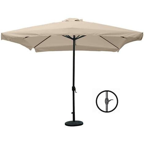 Ombrellone Giardino Palo Centrale 3x3 Tortora Telo con Flap Chiusura Carrucola