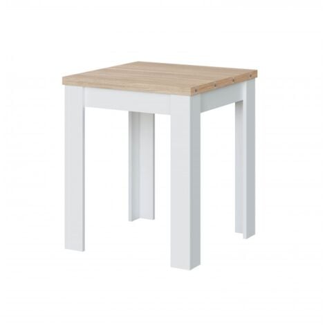 Tavolo allungabile 67 x 67 cm bianco opaco e rovere - Creta