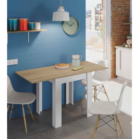 Tavolo allungabile 67 x 67 cm bianco opaco e rovere - Creta