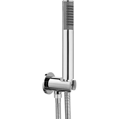 Set doccia cromo con doccino tondo, presa acqua e flessibile acciaio