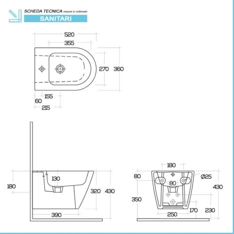 Set sanitari bagno sospesi Feeling rimless grigio opaco con copriwc softclose