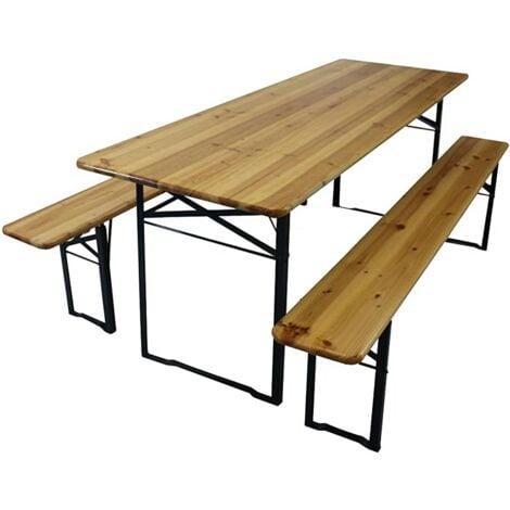 Set birreria struttura in acciaio piano tavolo e panche in legno pieghevole pic-nic giardino esterno