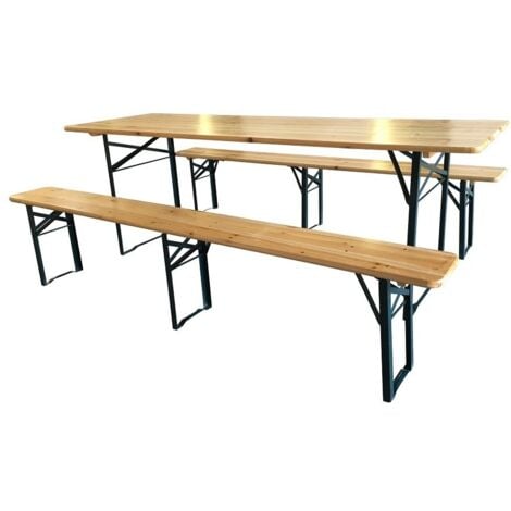 Set birreria struttura in acciaio piano tavolo e panche in legno pieghevole pic-nic giardino esterno