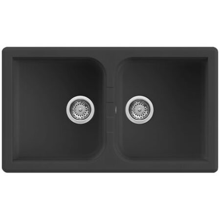 Lavello Quareco incasso 2 vasche 86x50 Prime 862 Granito Nero QLP862NE