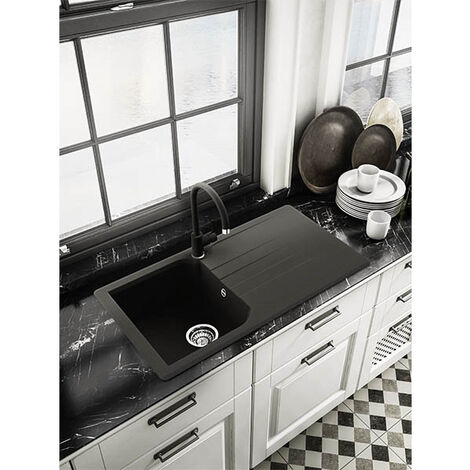 Lavello Quareco incasso 1 vasca con gocciolatoio 86x50 Prime 861 Granito Avena QLP861AV