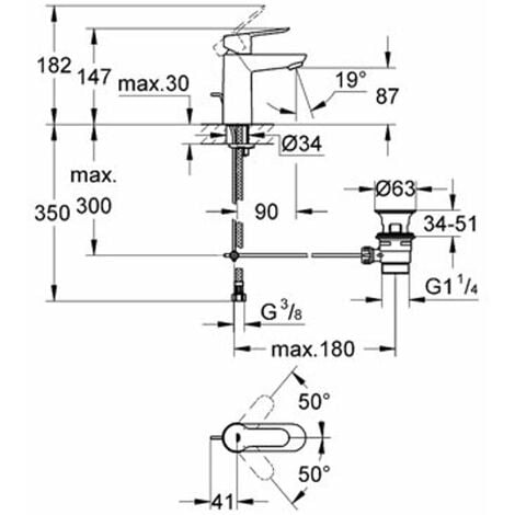 Miscelatore monocomando Grohe Bauedge 23328000 cromo taglia S per lavabo
