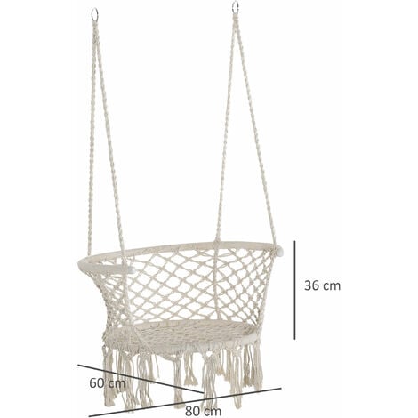 Outsunny Amaca da Giardino Boho Chic Sedia Sospesa per Interni Esterni