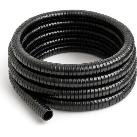 Wiltec Tubo spiralato per pompe nero 5 m Ø 25mm (1″) con spirale rinforzata in PVC anti-attorcigliamento