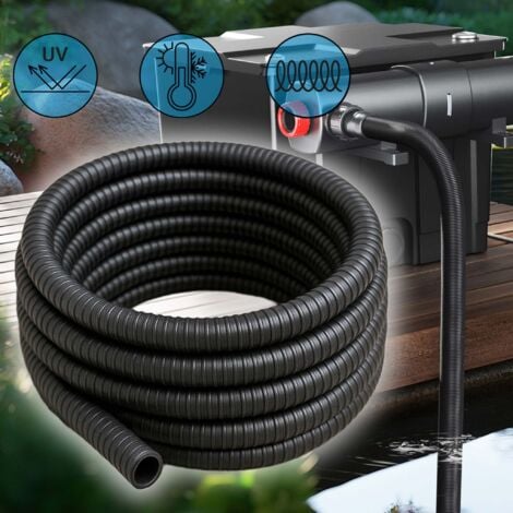 Wiltec Tubo spiralato per pompe nero 5 m Ø 25mm (1″) con spirale rinforzata in PVC anti-attorcigliamento