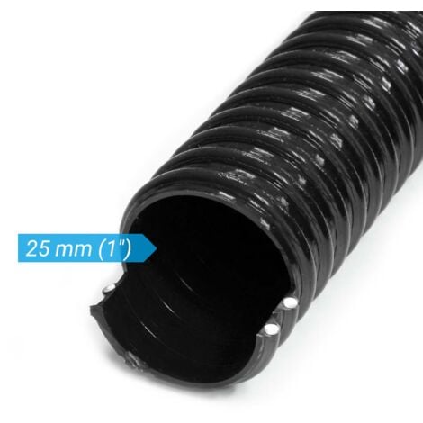 Wiltec Tubo spiralato per pompe nero 5 m Ø 25mm (1″) con spirale rinforzata in PVC anti-attorcigliamento