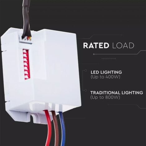 V-TAC Sensore di movimento infrarossi IR + Crepuscolare IP20 per lampade LED Mod VT-8022 sku 5082