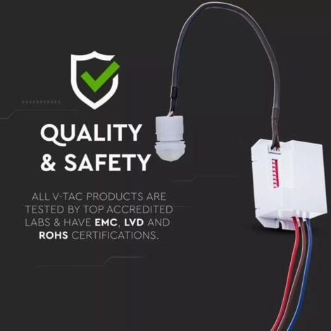 V-TAC Sensore di movimento infrarossi IR + Crepuscolare IP20 per lampade LED Mod VT-8022 sku 5082