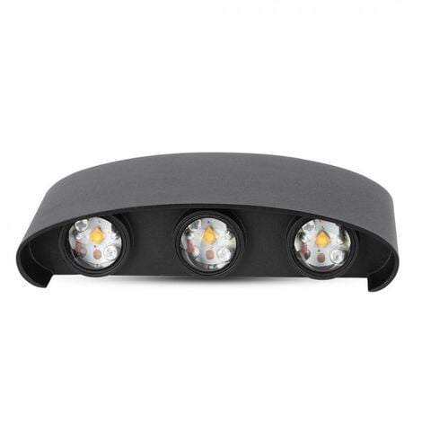 V-TAC VT-846 Lampada LED da parete 6W doppio fascio COBx6pcs up/down alluminio nero wall light 4000K IP54 - SKU 8616