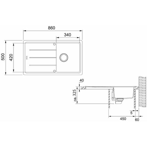 Franke Basis - Lavello in fragranite BFG 611-86, 86x50 cm, onice 114.0494.913