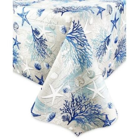 TOVAGLIA in COTONE mare MARINO coralli BLU Cm. 140x140 x4 persone